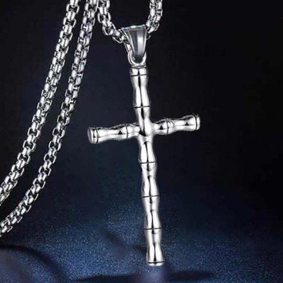 ❤️Fashionable Bamboo Cross Christian Pendant Necklace for women/men,N90201P196 - Picture 1 of 8